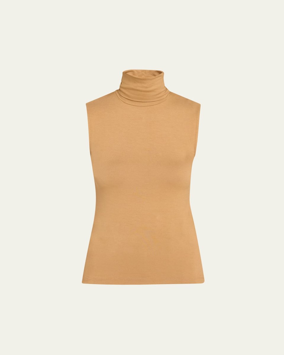 Soft Touch Viscose Sleeveless Turtleneck Top